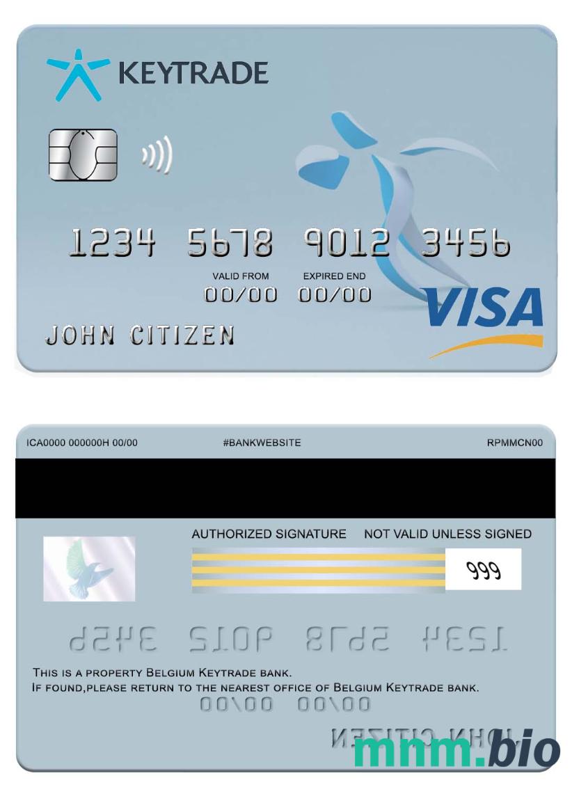 Belgium Keytrade bank przykład karty visa w formacie PSD